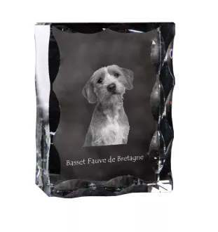 Basset Fauve de Bretagne - Kristall mit einem Hundebild, Glasstatuette mit einem Bild, einzigartiger Bilderrahmen der Marke Art-Dog