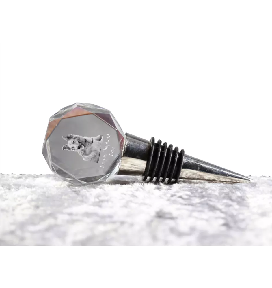 Berger basque - Bouchon de bouteille, bouchon de vin en cristal avec photo, cadeau personnalisé pour barman par la marque Art-Dog