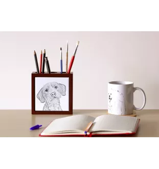 Basset Fauve de Bretagne - Stifthalter mit Hund, Schreibtischorganizer mit Aufdruck, personalisierte Schreibtischdekoration der Marke Art-Dog
