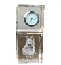 Berger basque - montre en cristal avec photo, photo de chien dans un cristal, horloge de bureau personnalisée de la marque Art-Dog