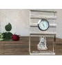 Baskischer Schäferhund, Pastor Vasco - Glasuhr mit Foto, Foto eines Hundes im Kristall, personalisierte Tischuhr für das Büro der Marke Art-Dog