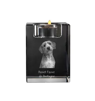 Basset Fauve de Bretagne - Kerzenhalter mit Hundefoto, Teelichthalter aus Kristall, personalisiertes Geschenk der Marke Art-Dog