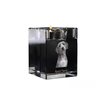 Basset Fauve de Bretagne - Kerzenhalter mit Hundefoto, Teelichthalter aus Kristall, personalisiertes Geschenk der Marke Art-Dog