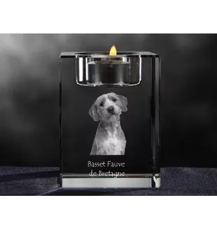 Basset Fauve de Bretagne - Kerzenhalter mit Hundefoto, Teelichthalter aus Kristall, personalisiertes Geschenk der Marke Art-Dog