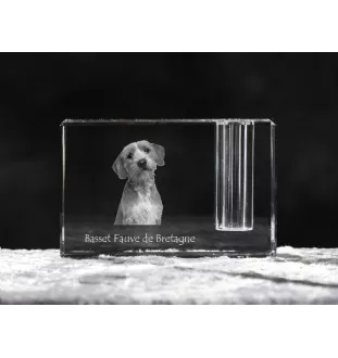 Basset Fauve de Bretagne - Stifthalter, Kristallorganizer mit Hundefoto, einzigartige Schreibtischdekoration der Marke Art-Dog