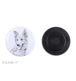 Baskischer Schäferhund, Pastor Vasco Magnet mit einem Hundepfotenabdruck, außergewöhnlich leicht, starker Magnet, handgefertigtes Produkt der Marke Art-Dog