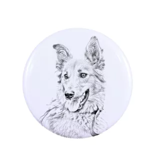 Baskischer Schäferhund, Pastor Vasco Magnet mit einem Hundepfotenabdruck, außergewöhnlich leicht, starker Magnet, handgefertigtes Produkt der Marke Art-Dog