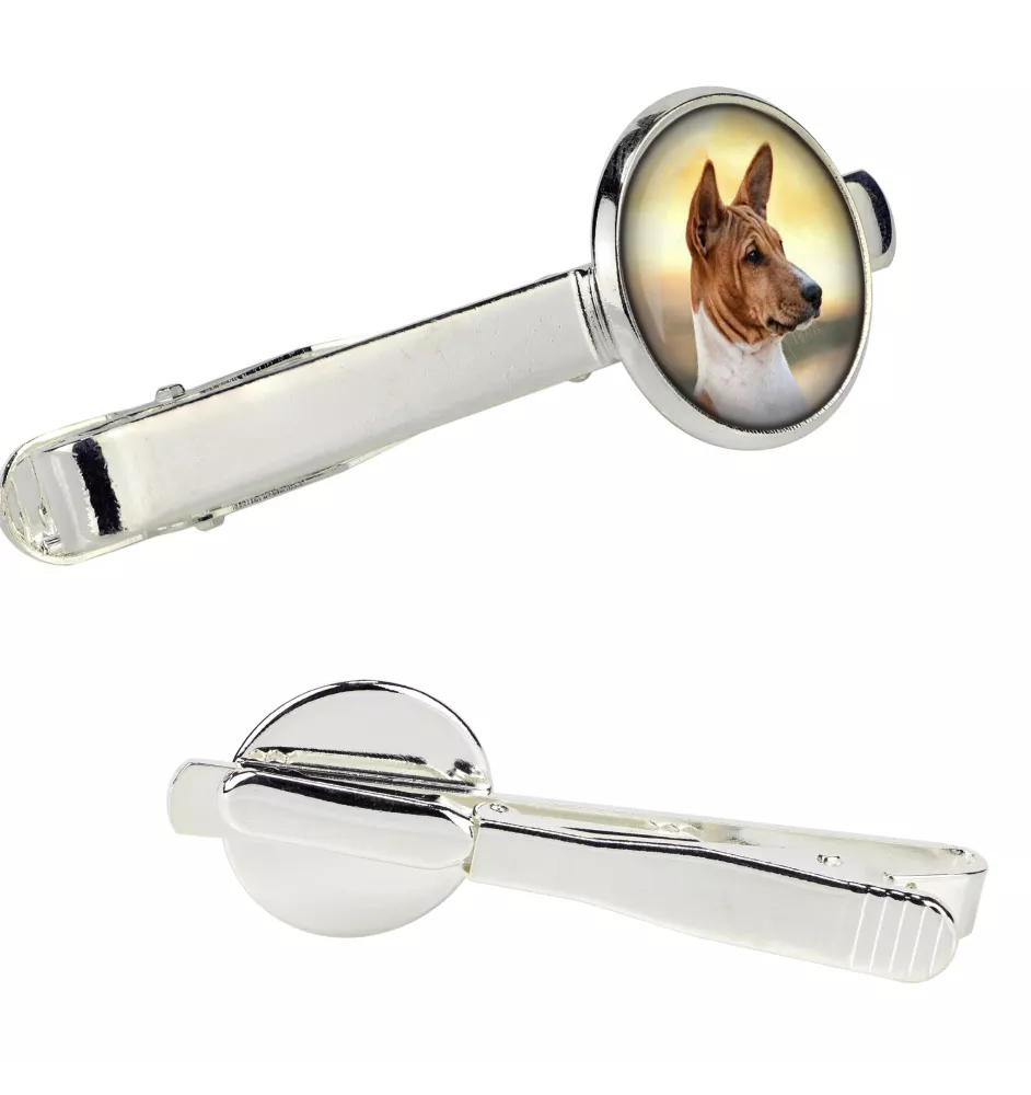 Basenji, African bush dog, Congo dog - tie clip in a box, stylish tie, personalized jewelry from the Art-Dog brand