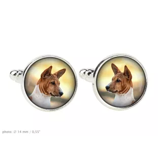 Basenji, Terrier Nyam-Nyam, Terrier du Congo - Boutons de manchette dans une boîte, bijoux faits à la main, produit de la marque Art-Dog