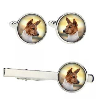 Basenji, Kongo-Terrier Ärmelknöpfe und Krawatte mit Ihrem Foto, Anzugaccessoire, Herrenschmuck der Marke Art-Dog
