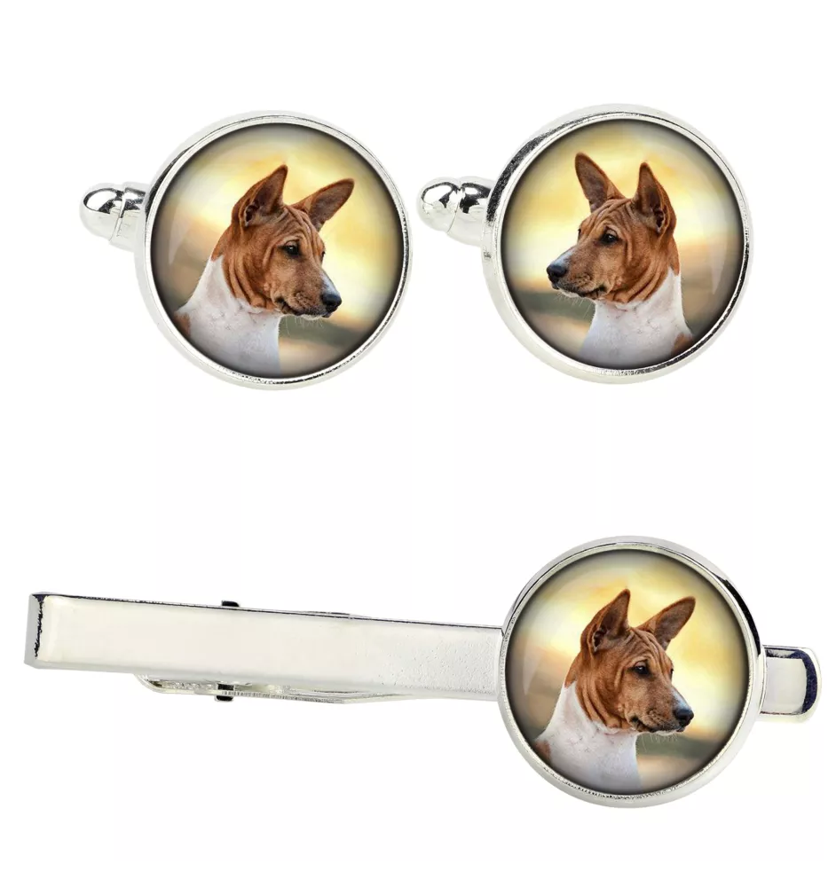 Basenji, Kongo-Terrier Ärmelknöpfe und Krawatte mit Ihrem Foto, Anzugaccessoire, Herrenschmuck der Marke Art-Dog
