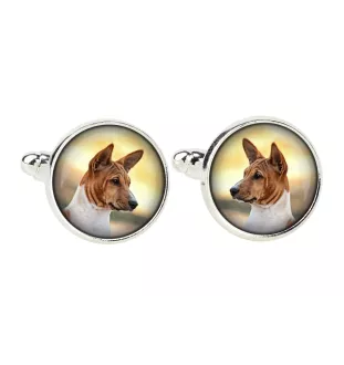 Basenji, African bush dog, Congo dog - cufflinks and tie with your photo, a suit decoration, men's jewelry from the Art-Dog brand.