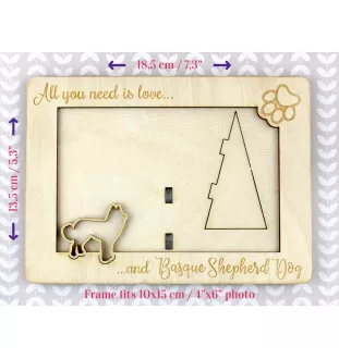 Owczarek baskijski ramka na zdjęcie ze sklejki Art-Dog