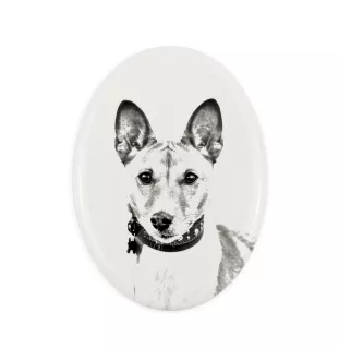 Basenji, Kongo-Terrier - Gedenktafel mit einem Foto eines Hundes, Grabplatte mit Druck, personalisierte ovale Platte der Marke Art-Dog