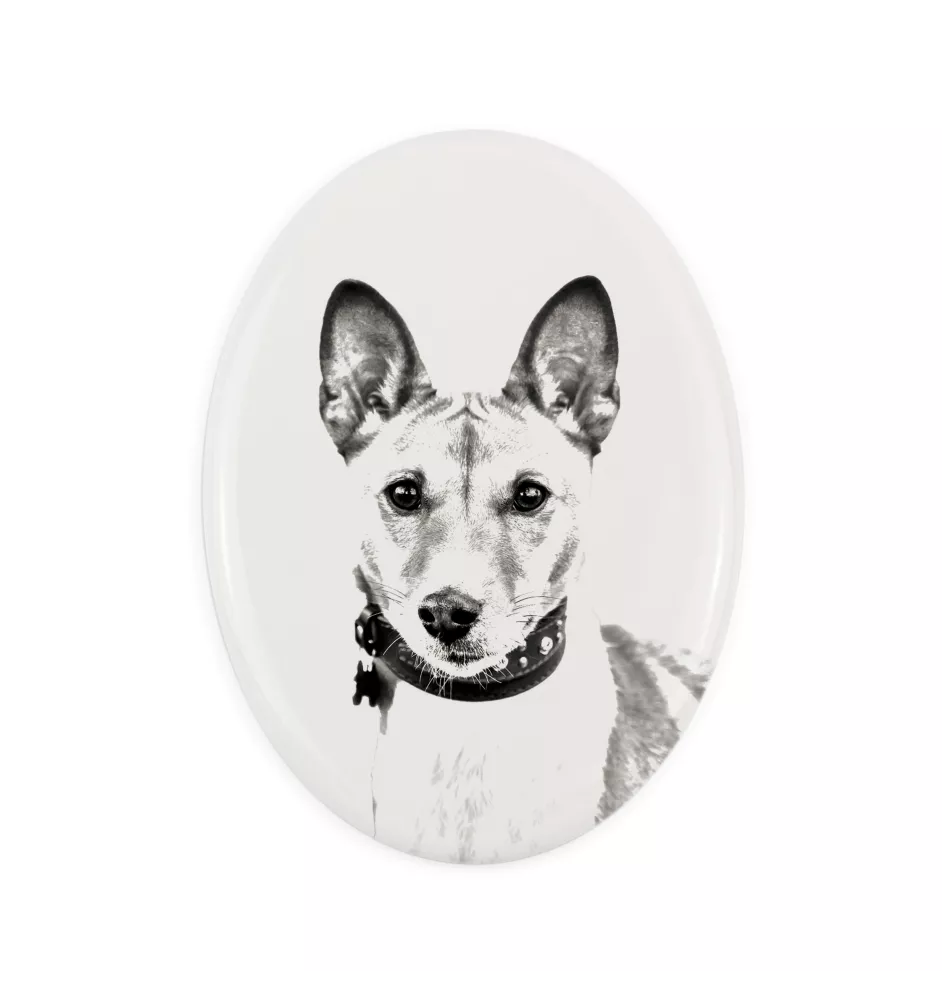 Basenji, Kongo-Terrier - Gedenktafel mit einem Foto eines Hundes, Grabplatte mit Druck, personalisierte ovale Platte der Marke Art-Dog