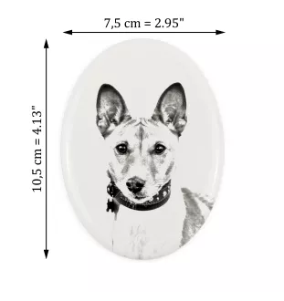 Basenji, Kongo-Terrier - Gedenktafel mit einem Foto eines Hundes, Grabplatte mit Druck, personalisierte ovale Platte der Marke Art-Dog