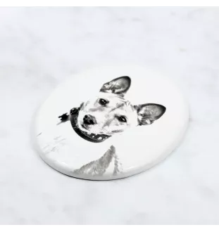 Basenji, Terrier Nyam-Nyam, Terrier du Congo - une plaque commémorative avec une photo de chien, une plaque funéraire avec une impression, une plaque ovale personnalisée de la marque Art-Dog