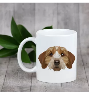Basset Fauve de Bretagne - Becher mit einem Bild und dem Schriftzug geometrischer Hund Art-Dog