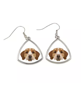 Basset Fauve de Bretagne - boucles d'oreilles avec une photo et un motif de chien géométrique Art-Dog