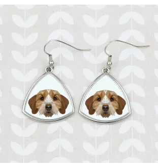 Basset Fauve de Bretagne - Ohrringe mit einem Bild und dem Schriftzug "Geometrischer Hund" von Art-Dog