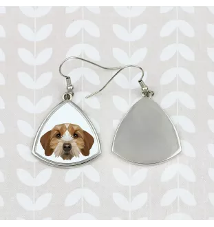Basset Fauve de Bretagne, Fawn Brittany Basset - earrings with a picture and the inscription geometric dog Art-Dog
