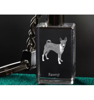 Basenji, African bush dog, Congo dog - Crystal key ring with dog photo, illuminated key ring, unique gift by Art-Dog brand