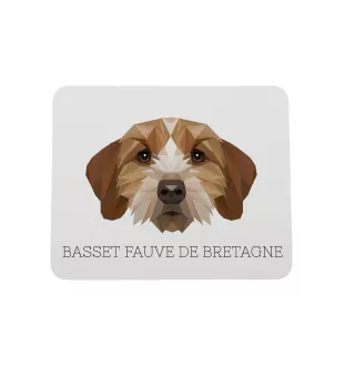 Basset Fauve de Bretagne - tapis de souris géométrique avec photo et inscription Art-Dog
