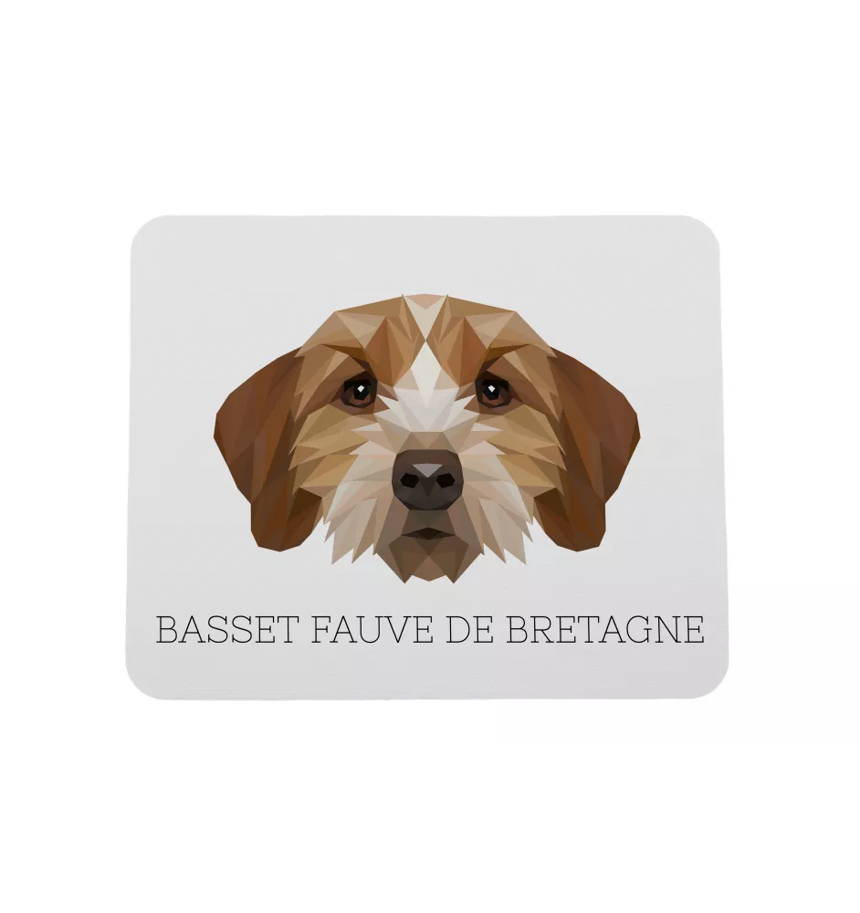 Basset Fauve de Bretagne - tapis de souris géométrique avec photo et inscription Art-Dog