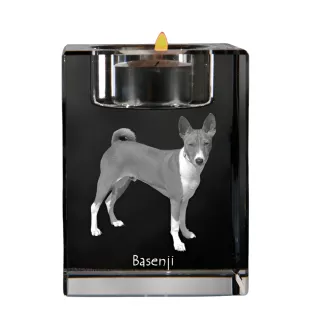 Basenji, African bush dog, Congo dog - Candle holder with dog photo, crystal tealight holder, personalised gift by Art-Dog brand