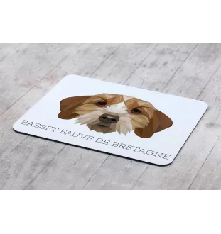 Basset Fauve de Bretagne - tapis de souris géométrique avec photo et inscription Art-Dog