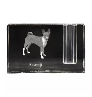 Basenji, Kongo-Terrier - Stifthalter, Kristallorganizer mit Hundefoto, einzigartige Schreibtischdekoration der Marke Art-Dog