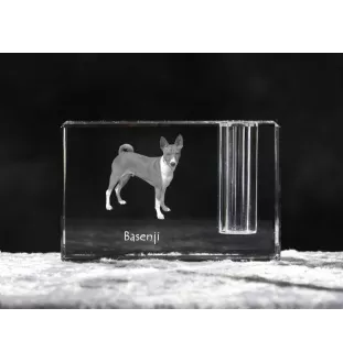 Basenji, African bush dog, Congo dog - Pen stand, crystal organiser with dog photo, unique desk decoration by Art-Dog brand