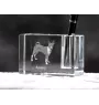 Basenji, African bush dog, Congo dog - Pen stand, crystal organiser with dog photo, unique desk decoration by Art-Dog brand