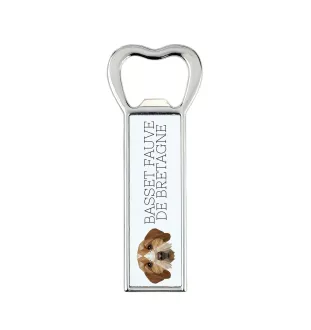 Basset Fauve de Bretagne, Fawn Brittany Basset - bottle opener with a picture and inscription for beer by Art-Dog