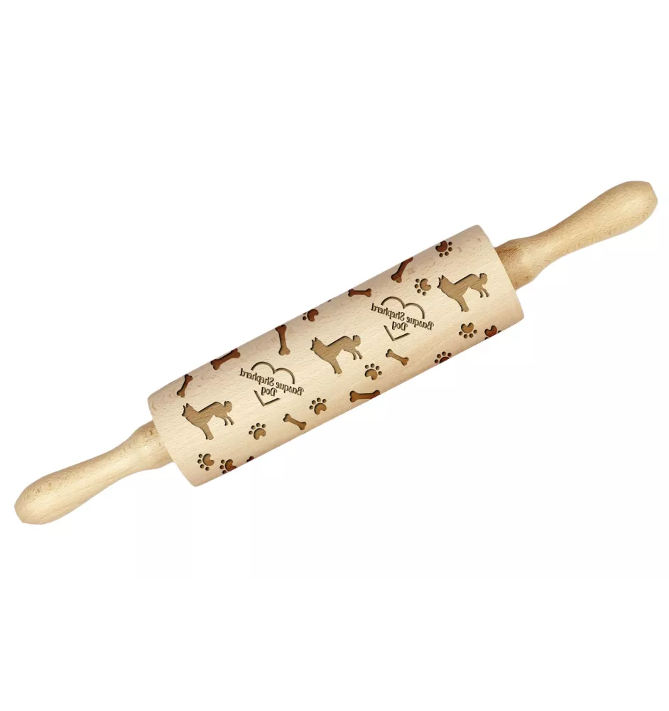 Berger basque - rouleau à pâtisserie avec chien, décoration de biscuits avec un rouleau à motifs, cadeau pour un céramiste de la marque Art-Dog