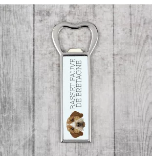 Basset Fauve de Bretagne, Fawn Brittany Basset - bottle opener with a picture and inscription for beer by Art-Dog