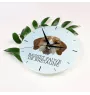 Basset Fauve de Bretagne, Fawn Brittany Basset - geometric wall clock with a picture and the brand name Art-Dog