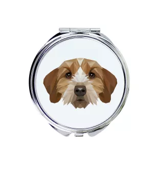 Basset Fauve de Bretagne, Fawn Brittany Basset - mirror with a geometric design and the brand name Art-Dog