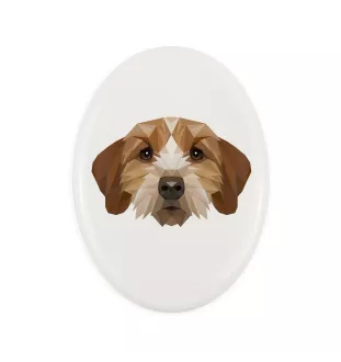 Basset Fauve de Bretagne - une plaque avec une photo et un motif géométrique de la marque Art-Dog