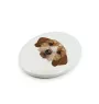 Basset Fauve de Bretagne, Fawn Brittany Basset - a plate with a geometric design and the brand name Art-Dog