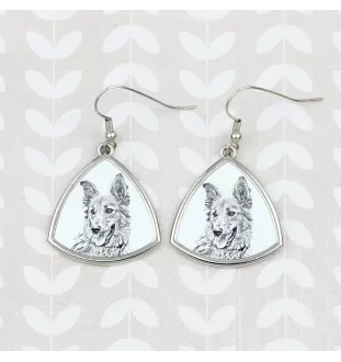 Berger basque - boucles d'oreilles avec chien, boucles d'oreilles pendantes avec photo, bijoux personnalisés avec impression de la marque Art-Dog