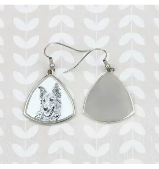 Berger basque - boucles d'oreilles avec chien, boucles d'oreilles pendantes avec photo, bijoux personnalisés avec impression de la marque Art-Dog