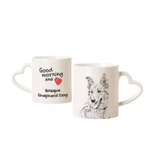 Basque Shepherd Dog, Basque Sheepdog - cup with a dog, adorable cup with a heart-shaped handle, universal gift from the Art-Dog brand