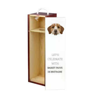 Basset Fauve de Bretagne - geometrische Box mit einem Bild und Schriftzug für Wein der Marke Art-Dog