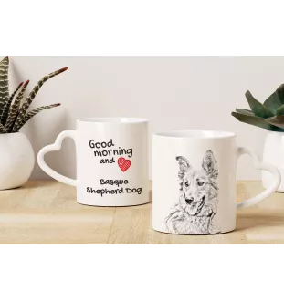 Berger basque - tasse avec chien, une tasse adorable avec une anse en forme de cœur, un cadeau universel de la marque Art-Dog