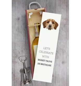Basset Fauve de Bretagne, Fawn Brittany Basset - geometric box with a picture and inscription for wine by Art-Dog