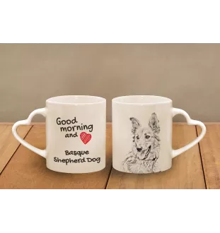Baskischer Schäferhund, Pastor Vasco - Tasse mit Hund, entzückende Tasse mit herzförmigem Henkel, universelles Geschenk der Marke Art-Dog