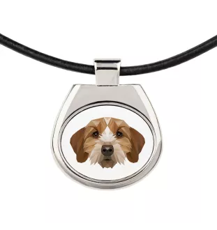 Basset Fauve de Bretagne - Halskette mit einem Foto und einem geometrischen Schriftzug der Marke Art-Dog