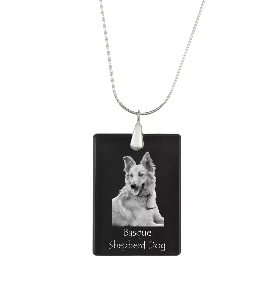 Basque Shepherd Dog, Basque Sheepdog - Crystal pendant with dog, silver necklace with photo, personalised pendant by Art-Dog brand