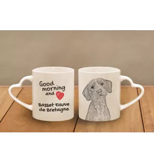 Basset Fauve de Bretagne - Tasse mit Hund, entzückende Tasse mit herzförmigem Henkel, universelles Geschenk der Marke Art-Dog